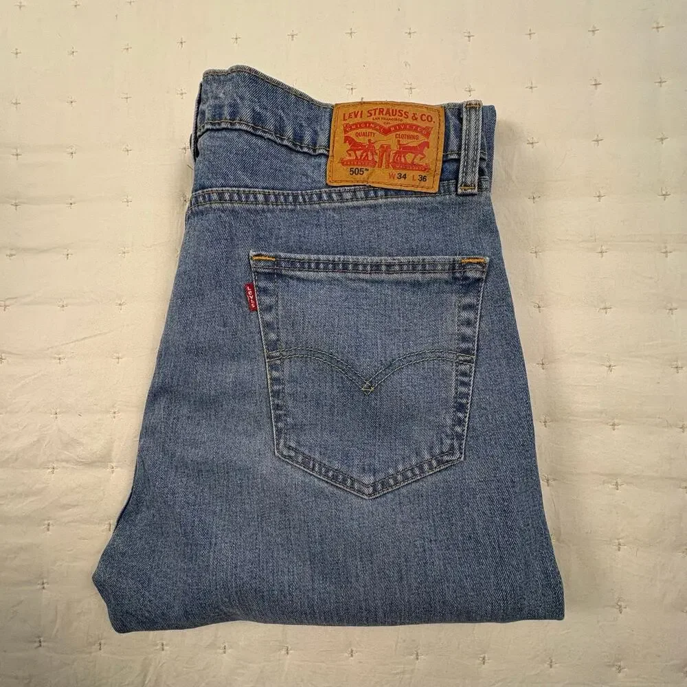 Levi's 505 Jeans Men's 34x36 Blue Medium Wash Denim